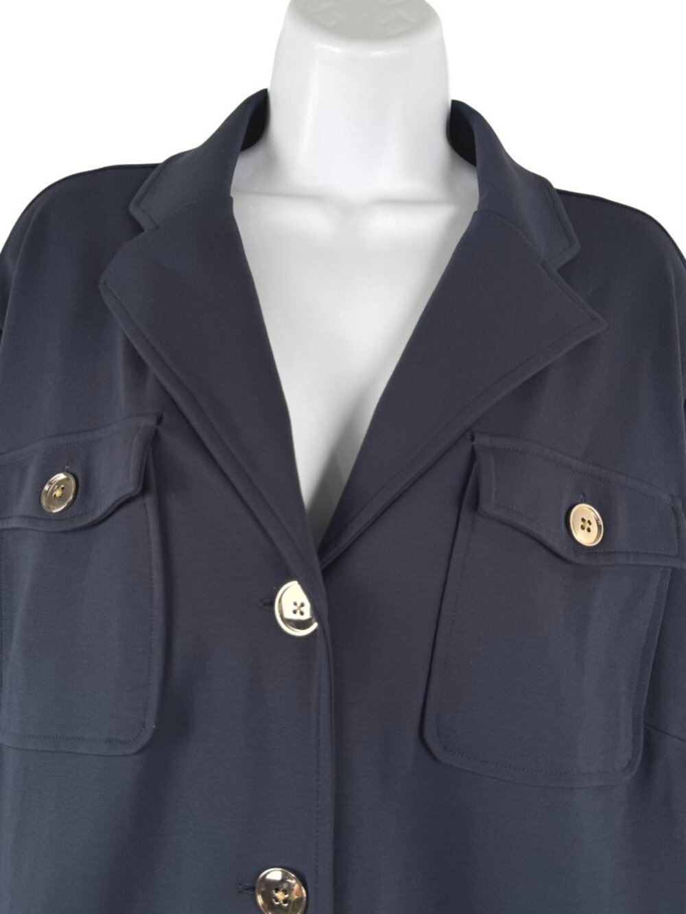 J.Jill Wearever Collection Button Front Blazer Jacket 2X Navy Blue CJ-2416 - Picture 3 of 8